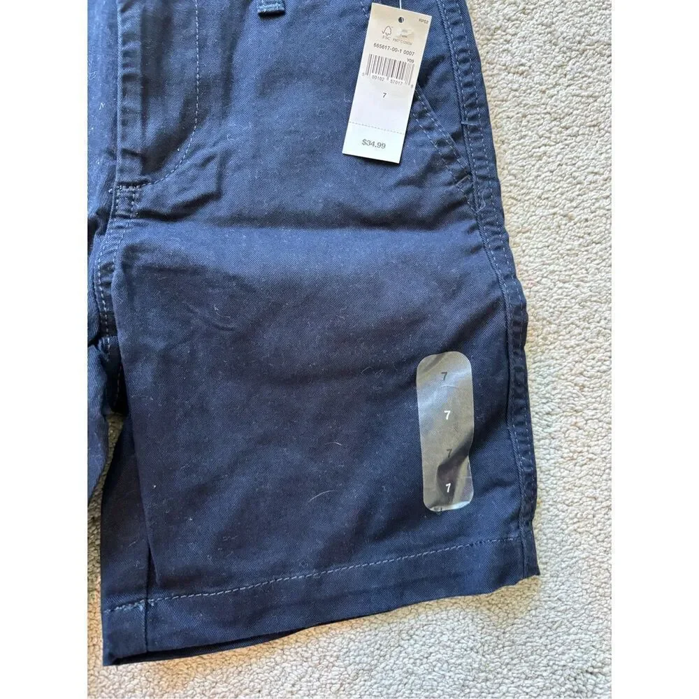 NWT Gap Kids Khaki Shorts with Washwell - Blue Galaxy, Sz 7 $38 B43